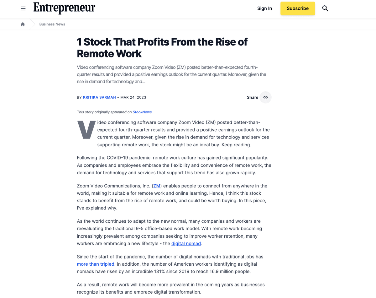 Entrepreneur Article Gitnux